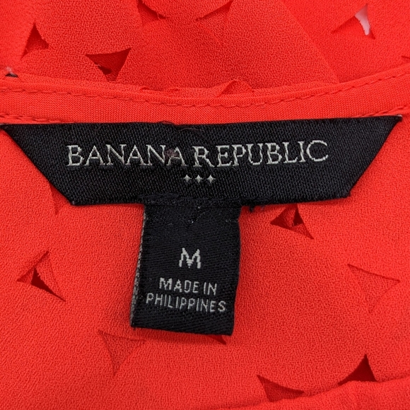 Banana Republic Sheer Polka Dot Orange Short Sleeve Blouse Women's Size Medium - Picture 5 of 5